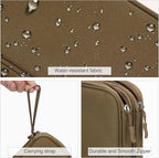 FYY Electronic Organizer, Travel Cable Organizer Bag Pouch Electronic Accessories Carry Case Portable Waterproof Double Layers Storage Bag for Cable, Charger, Phone, Earphone, Medium Size, Brown