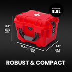 NANUK 908 Waterproof First Aid Box Empty – Durable, Medical First Aid Organizer Case, IP67-Rated, Dustproof, Impact-Resistant, and Floats (9.5" x 7.5" x 7.5") – Red