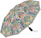 RainCaper Frank Lloyd Wright Windproof Auto Open Close 43” Coverage Folding Travel Umbrella with Matching Sleeve