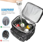 MIYCOO Lunch Bag & Lunch Box for Men Women, Double Deck Leakproof Insulated Soft Large Adult Camping Cooler bag for Work, Beach, Picnic, Travel (Black Camo, 15L)