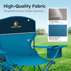ALPHA CAMP Camping Chairs 250LBS Capacity, Heavy Duty Folding Chair with 4-Can Cooler Bag, Portable Outdoor Chair with Cup Holder for Adults, Collapsible for Tailgating, Beach, Fishing,Black,2PC