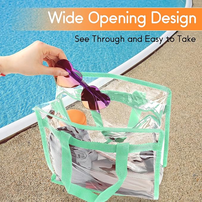 Hoiny Clear Bag for Stadium Events Approved, 12x6x12 Large Transparent Tote Bag with Zipper for Gym Concert Sports Festivals