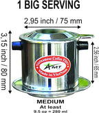 AMT 9.5 oz Coffee Maker, Phin Filter with Cork, 2-3 Servings, Screw Down Coffee Dripper for Vietnamese Style Coffee at Home or Office