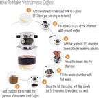Vietnamese Coffee Maker Filter Set | French Press Style Coffee Filters | Pour Over Coffee Dripper | Portable Coffee Makers | Reusable Coffee Press (Large 15oz)