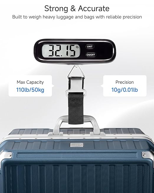 LUGGEX Luggage Weight Scale, Suitcase Scale, Luggage Scale Travel Digital, Travel Scale with Large LCD Display, Portable & Battery Included (Black, 2 Pack)