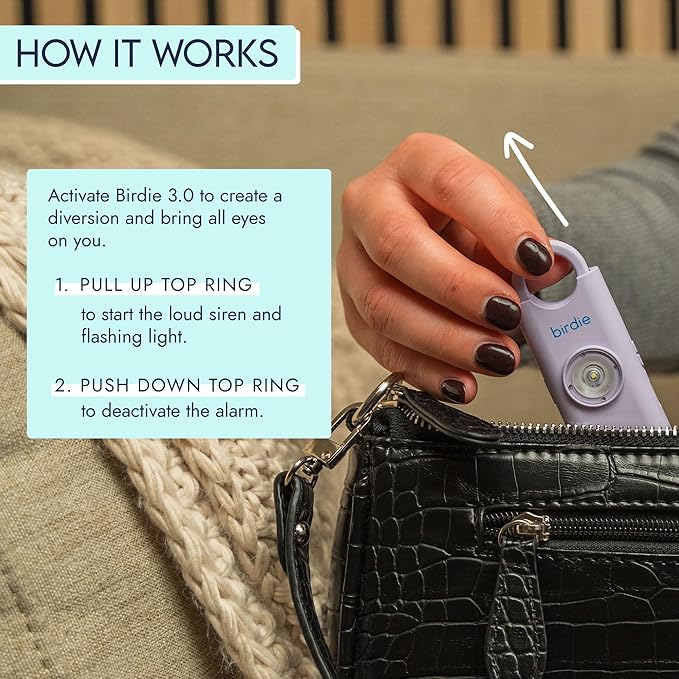 She’s Birdie 3.0 New Version – The Original Personal Safety Alarm for Women by Women–Loud Siren, Flash Light and Rechargeable Battery in a Variety of Colors (Indigo Blue)