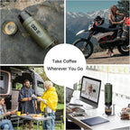 HIBREW H4C Explorer - Portable Electric Espresso Machine, USB-C Rechargeable Coffee Machine for Camping and Travel, Compact for Capsules & Ground Coffee, with Foldable Holder & Carrying Case (Green)