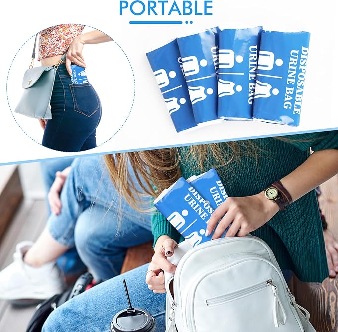 DIBBATU Disposable Urine Bag, 12/24 Pack Pee Bags for Travel for Women/Men, 800ML Emergency Portable Urinal Bag and Vomit Bags, Unisex Urinal Bag for Camping, Traffic Jams, Pregnant