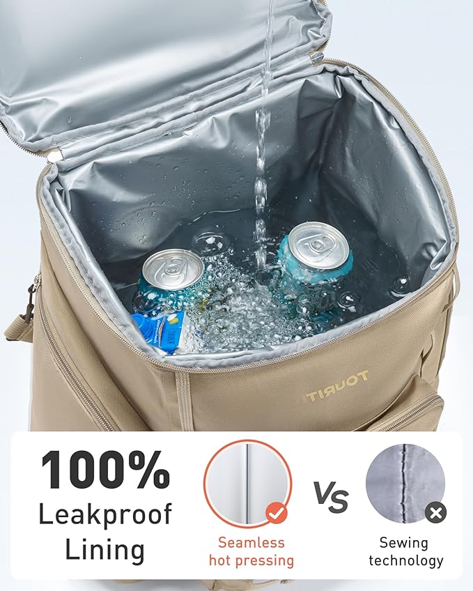 TOURIT Insulated Rolling Cooler Backpack, Leakproof Waterproof Beach Cooler Bag with Wheels and Handle, Outdoor Camping Picnic Travel
