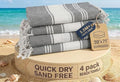 LANE LINEN Beach Towels 4 Pack Oversized - Turkish Towel Set, Pre-Washed Oversized Beach Towel, Quick Dry Beach Towels for Travel, Large Pool Towels, 39"x71" - Smoky Black