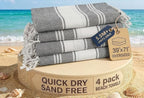 LANE LINEN Beach Towels 4 Pack Oversized - Turkish Towel Set, Pre-Washed Oversized Beach Towel, Quick Dry Beach Towels for Travel, Large Pool Towels, 39"x71" - Smoky Black