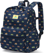 STEAMEDBUN Corduroy Kids Backpack for Boys and Girls 5-8: Boys Backpack for Elementary Kindergarten - 15 inch Cute Backpacks for Kids - Car