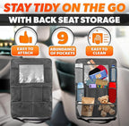 2 Pcs Backseat Car Organizer - Travel-Ready 23.4x16" Back Seat Car Organizer with 9 Large Pockets & Clear Tablet Holder, Made of Reliable Polyester with Long and Strong Straps - Easy to Attach & Clean