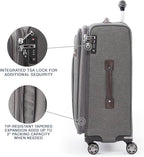 Travelpro Platinum Elite Softside Expandable Checked Luggage, 8 Wheel Spinner Suitcase, TSA Lock, Men and Women, Vintage Grey, Checked Medium 25-Inch