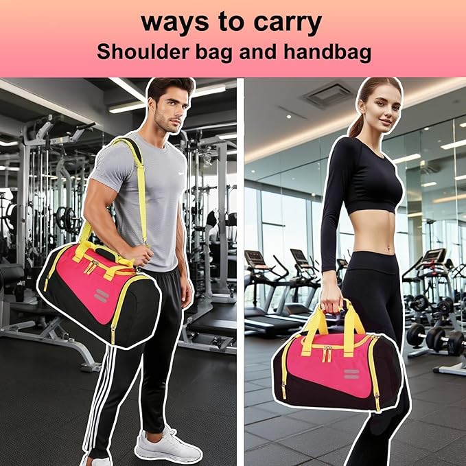 Urbanstand Gym Bag for Men & Women - 30L Duffel Bag with Shoe Compartment, Weekender Water Resistant Sports Duffle Bag for Travel, Fitness & Workouts, Pink Yellow