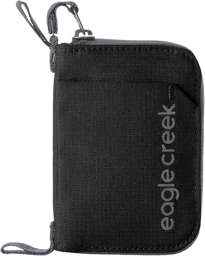 Eagle Creek Stash RFID Wallet – Slim Travel Wallet with RFID Blocking – Secure Passport, Cards & Cash – Lightweight, Water-Resistant Nylon – Zipper Closure – Unisex Design - Black