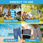 Retractable Travel Clothesline - Glow in the Dark Portable Clothes Line - 12ft/4m Camping Clotheslines for Outside, Hotel Room or Cruise - Laundry Line, Clothes Drying Line, Clothing Line Outdoor