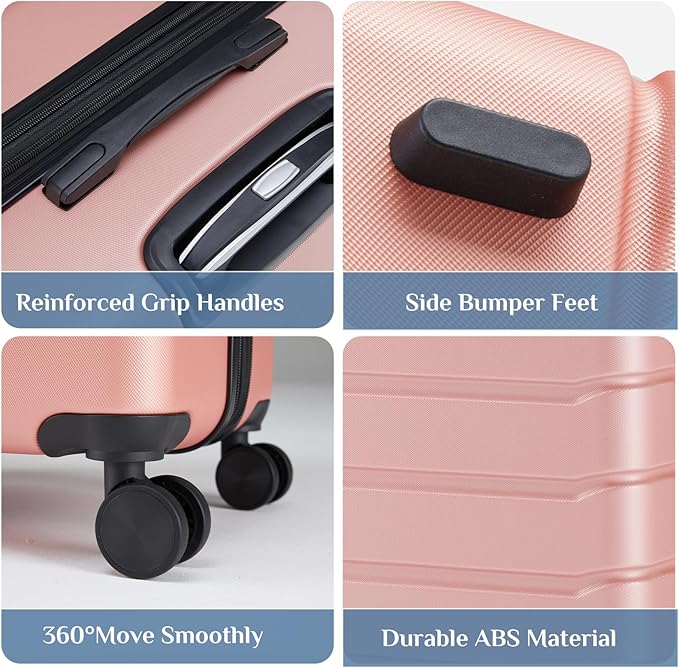 OLIXIS 28 Inch Luggage, Hardside Checked Suitcase with Spinner Wheels, Lightweight ABS Hard Shell Travel Luggage, TSA Approved Lock, Expandable Large Suitcase for Business & Travel–Pink