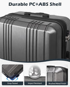 Coolife Luggage PC+ABS Hardshell Suitcase with TSA Lock, Spinner Carry On Lightweight (silver, S(20in_carry on))