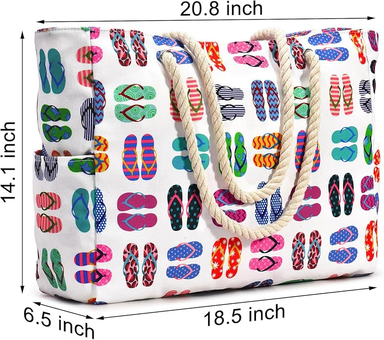 Becokan Beach Bags for Women Large Waterproof Beach Tote Bag Zipper Beach Bags Waterproof Sandproof Swim Pool Bag Large Tote