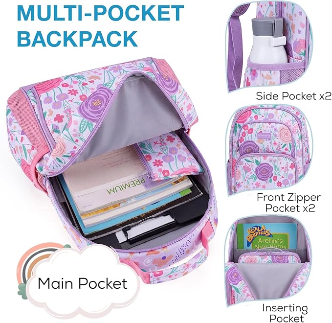 mommore Kids Backpack for Boys Girls 4-8 Kindergarten Elementary School Backpack with Lunch Box - 15” H Fit Folder