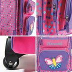 Lillian Vernon Personalized Kids Suitcases for Girls, 5-Pocket 3-D Butterfly Design Rolling Luggage Set, Customizable Travel Carrier on Wheels