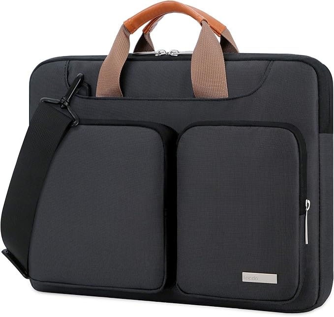 Lacdo 360° Protective Laptop Shoulder Bag, 14 Inch Laptop Sleeve Case for HP Lenovo Dell ASUS Acer Chromebook 14, HP Stream, Dell Inspiron, Lenovo IdeaPad, Acer Spin, ASUS ZenBook Computer Bag, Black