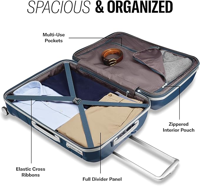 Samsonite Freeform 2-Piece Luggage Set - Carry-On & Large Checked Luggage with Dual Spinner Wheels - Durable Polypropylene Hardshell - TSA Lock, Airline-Approved - Expandable Hard Shell - White/Grey