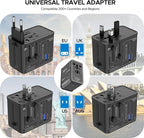 Universal Travel Adapter, 75W GaN International Power Adapter with 3 USB C and 1 USB A, All in One Travel Plug Adapter, Worldwide Outlet Wall Charger Converter for EU US UK AU 200+ Countries.