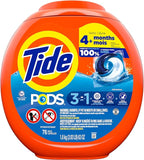 Tide PODS laundry detergent pacs, 3-in-1 Stain Remover, Odor Fighter, Color Protector, 76 Count, HE compatible, Original Scent