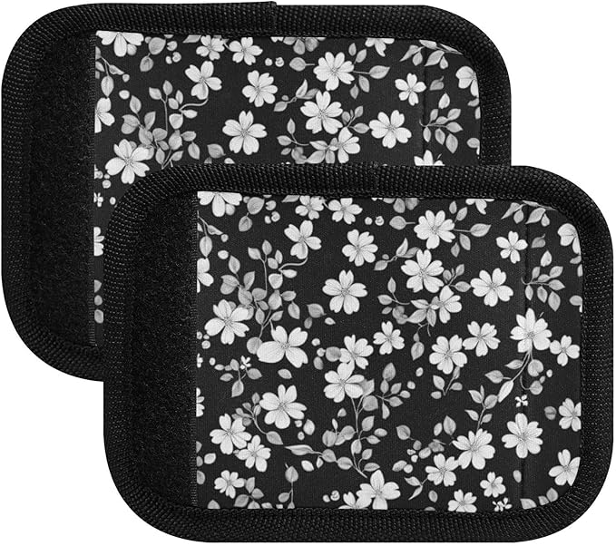 2Pcs Luggage Handle Wrap Suitcase Identifier Handle Covers Tags Soft Travel Bags Luggage Handle Gripper Accessories for Airplane Flying White Flower