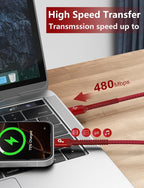 USB to USB C Cable 3A Fast Charging [2 Pack, 6FT], USB A to USB C Charger Cord, Upgraded Extra Durable Braided USBC Cable Compatible with iPhone 17 16 15 Pro Max,Samsung Galaxy S10 and More-Red