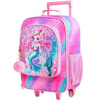 UFNDC Girls Mermaid Luggage, Rolling Suitcase with Wheels, Travel Carry on for Children Toddler Elementary