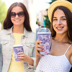 KJQJLY 3 Pack Reusable Iced Coffee Sleeves for Iced Coffee Cups or Drinks Reusable Neoprene Insulated Sleeves for Hot and Cold Drinks from Starbucks, Dunkin, And More (Little Purple Flowers)