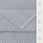 CASA COPENHAGEN Wave Textured 6 Pieces Small Bath Towel Set - Grey Voilet, 24" x 48", 550 GSM 6 Bath Towel Rough & Tough Use Cotton Towels Gift Set for Bathroom