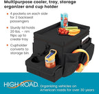 High Road CarHop Front Seat Car Organizer with Car Cup Holder, Passenger Seat Tray and Padded Filing or Cooler Compartment with Side Pocket Storage
