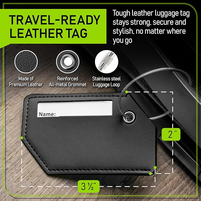 Untethered 4-Pack Luggage Tag Set | Durable Luggage Tags for Suitcases & Travel Bags | Bag Tag & Name ID Identifiers | Suitcase Tags for Easy Luggage Identification