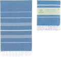 WETCAT Turkish Beach Blanket Sandproof (82"x82") 100% Turkish Cotton, Made in Turkey - Sand Free, Ultra Soft, Extra Large Throw for Picnic – Blue