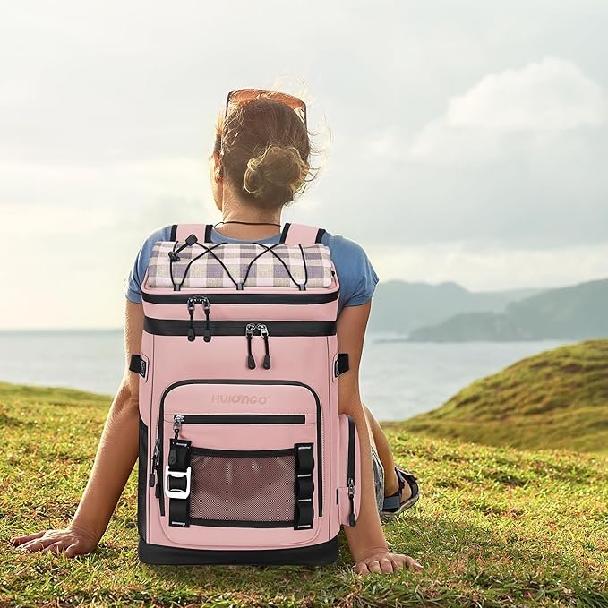 Hulongo Large Waterproof Insulated Cooler Backpack for Men & Women, Leak Proof Cooler Backpack for Camping, Beach, Fishing, Picnic, Travel, Outdoor, 30L, 48Cans