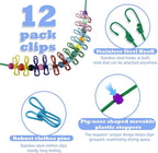 Portable Travel Clothesline,Adjustable Elastic Stretch Line with 12pcs Clothes Clips,for RV Outdoor and Indoor Camping Accessories (Green)