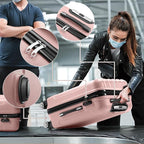 3 Piece Luggage Sets, Lightweight ABS Suitcase with 4 Spinner Wheels ＆ TSA Locks, Hardside Carry On Luggage Durable Suitcase Set for Family Travel Business - Rose Gold, 20/24/28