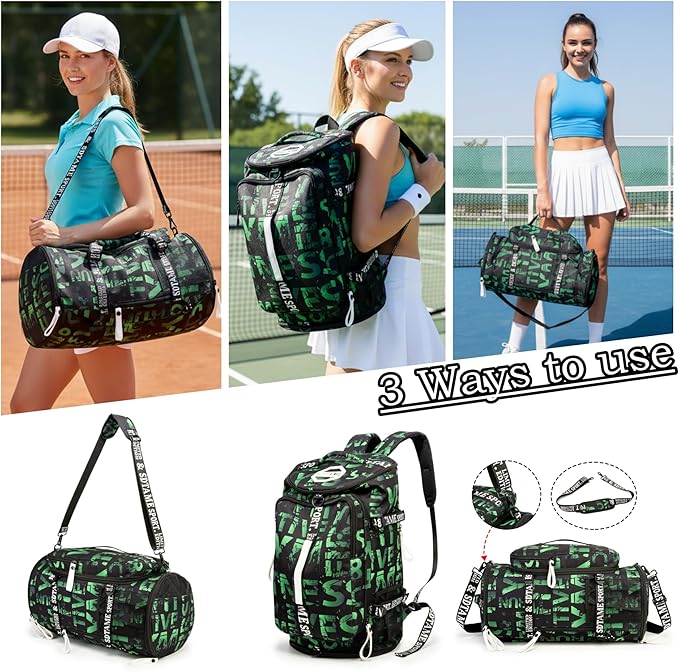 Gym Duffle Bag Backpack with Shoe Compartment,4 ways Travel Backpack for Women and Men,Multi-Functional Weekender bag with Waterproof Layer&Laptop Compartment for Fitness, Travel,Camping