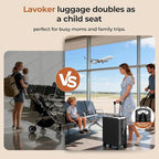 20" Ride-On Luggage with Child Seat, Hardside Carry-On Suitcase with Shockproof 360° Silent Spinner Wheels, TSA Lock, Kids & Adults & Busy Moms