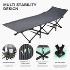 JEAREY Camping Cot for Sleeping 28" Extra Wide, Heavy-Duty 1200D Oxford Foliding Cots for Adults Portable with Mattress, Carry Bag for Guest, Travel, Hiking, Light Gray