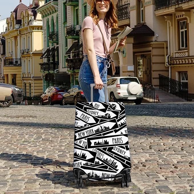 Travel Luggage Cover Suitcase Protector Fits 18-32 Inch Wheel Covers PatternedTravel Related Items Flower Luggage Protector Elastic S