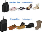 Simple Houseware Travel Shoe Bags, Set of 4 Waterproof with Zipper, Black