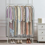 LANDNEOO 6 Pack Clear Garment Bags for Hanging Clothes with Zippers on Double Sides - 10'' Clothes Storage for Coat, Dress, and Fur in Closet - 60'' Long Suit Bags