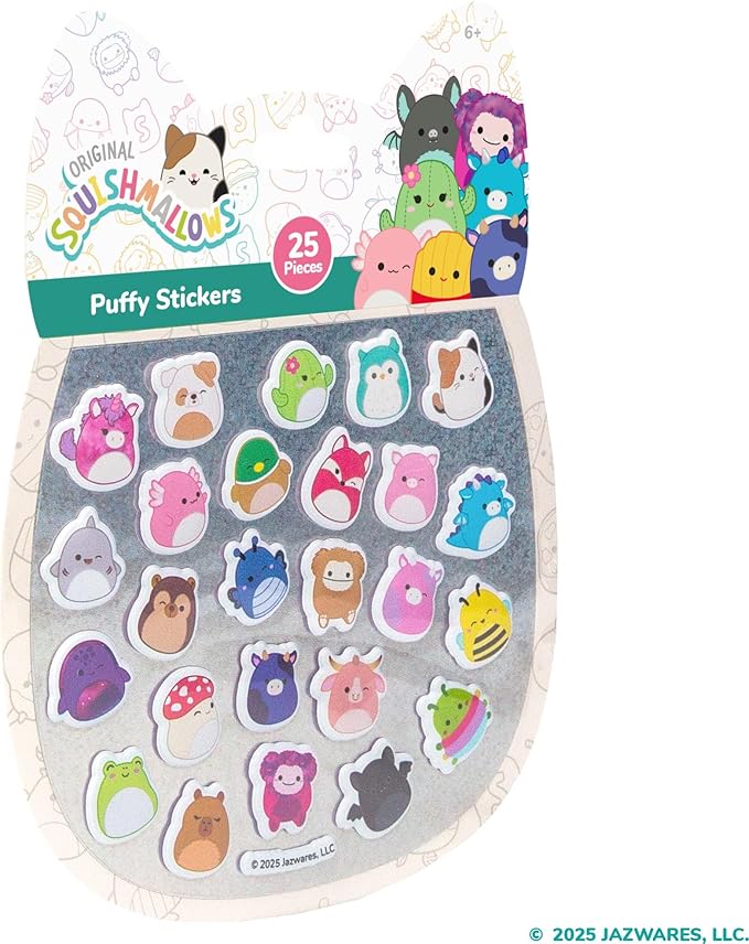 Original Squishmallows Squishy Stickers, Sticker Book of Your Favorite 'Mallows, Cute Stickers for Kids, Fun School Supplies, Classroom Prizes and Incentives, Cool Stuff for Gift Baskets