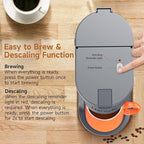 Horavie Small Single Serve Coffee Maker, 2 in 1 Fast Brew One Cup Coffee Machine, 6 to 12 oz. Brew Sizes, Capsule Coffee Machine with Descaling Reminder, Fits 5.5" Mug, Grey