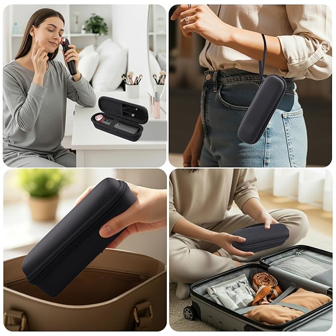 Hard Carrying Case for medicube Booster Pro 6-in-1 Real Glass Glow Beauty Massager, Shockproof EVA Storage Organizer with Mesh Pocket, Portable Travel Case, Black